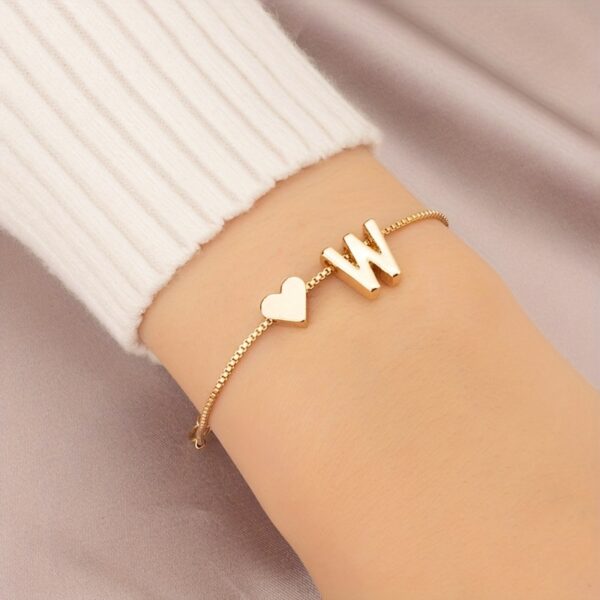 1pc Mini Love Heart Letter Beads Thin Chain Bracelet Simple Minimalist Hand Chain Jewelry - Image 29