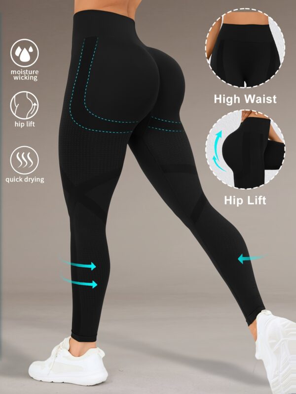High Waist Butt Lifting Yoga Pants for Women - Moisture-Wicking, High Elasticity Workout Leggings with Wide Waistband, 90% Polyamide & 10% Elastane, Ideal for Running, Gym, and Fall/Winter Activewear, Yoga Wear | Sporty Leggings | Snug Fit, Butt Lifting L - Image 8