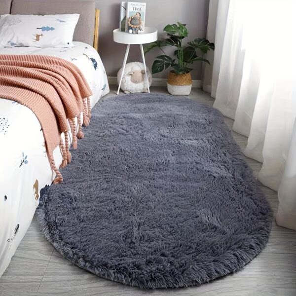 Soft Polyester Plush Oval Area Rug for Bedroom and Living Room - Hand Washable, Perfect for Coffee Table and Doorway Decor - Image 12