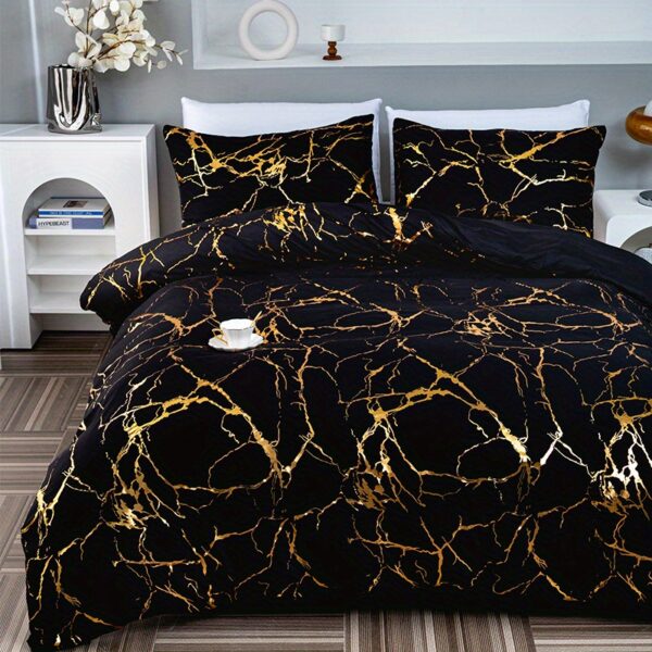3pcs Classic Hot Stamping Texture Quilt Cover Set - Image 54