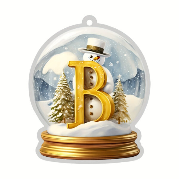 Acrylic Crystal Globe Christmas Ornament with Snowman Figurine - Hanging Alphabet Letters A-Z, Art Deco Style, Thanksgiving & Christmas Tree Decor, No Battery Required - Image 5