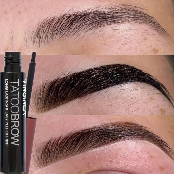 Waterproof Dye Eyebrow Gel Semi-Permanent Long Lasting Black Brown Eyebrow Tattoo Tint Sweatproof Film Forming Tearing Off Eyebrow Cream - Image 2