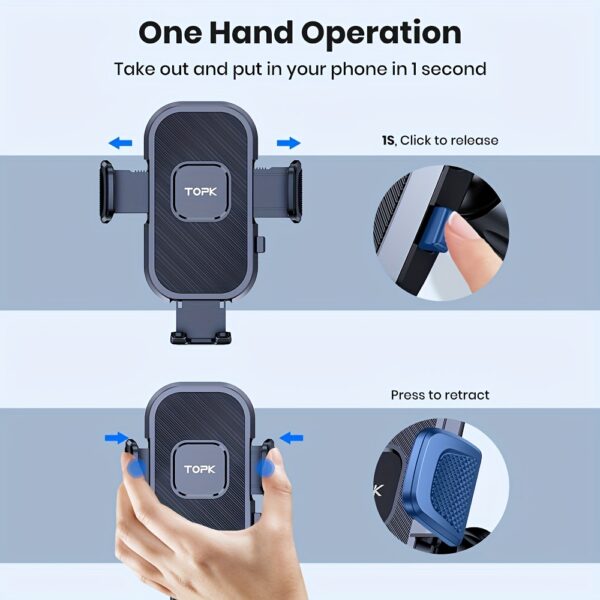 TOPK D38-C Car Phone Holder Mount, Upgraded Adjustable Horizontally And Vertically Cell Phone Holder For Car Dashboard Compatible With All Phones - Image 6