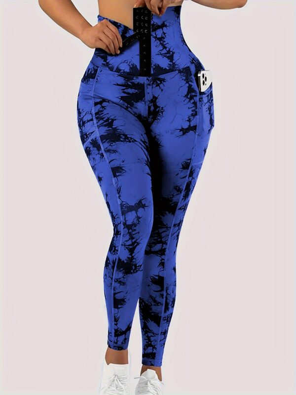 High Waist Tie Dye Tummy Control Leggings, Women's Activewear Wide Waistband Fitness Gym Sports Yoga Workout Running Butt Lifting Tight Pants - Image 6
