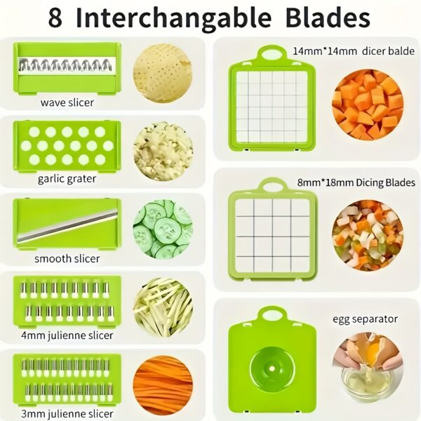 6/16pcs/Set, Vegetable Chopper, Multifunctional Fruit Slicer, Manual Food Grater, Vegetable Slicer, Cutter With Container, Onion Mincer Chopper, Household Potato Shredder, Kitchen Stuff, Kitchen Gadgets, Dorm Essentials - Image 3