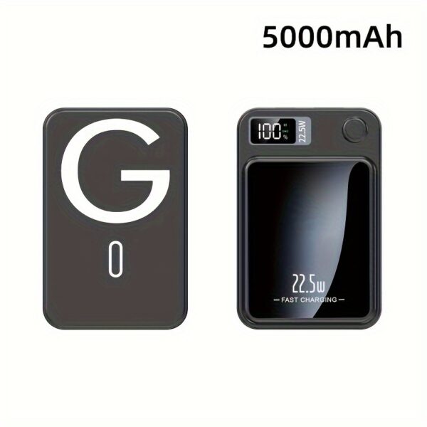 New 5000/10000mAh Magnetic Wireless Power Bank 22.5W/PD20W Suitable for Apple 15pro/14max/13/12 Android Mobile Phones USB/Type-C Portable Charger with LED Power Display Outdoor Travel Emergency Backup Power Bank - Image 5