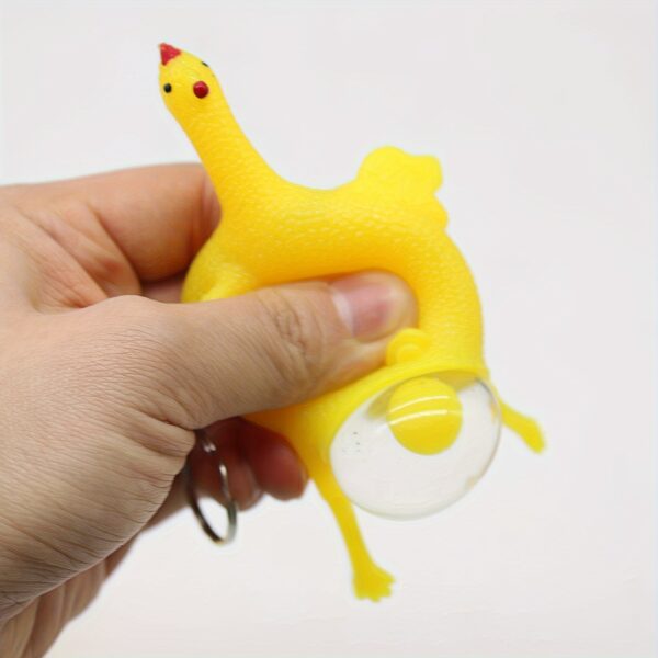 1pc Funny Squeeze Chicken Laying Egg Keychain Anti-Stress Tricky Toys Gag Children's Gift - Image 2