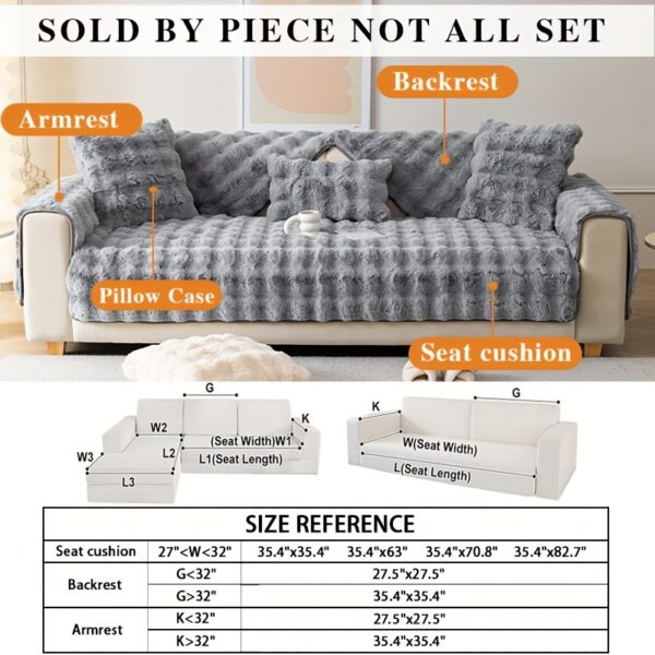 [Thick Plush Rabbit Fur Sofa Cover] Luxurious Faux Rabbit Fur Sofa Cover - Soft, Thick Plush Slipcover for Cozy Winter Warmth - Pet-Friendly, Machine Washable - Fits Single to Four-Seater Sofas - Perfect for Living Room, Bedroom, Office Decor - Image 6
