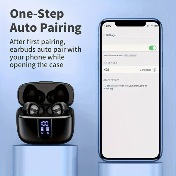 LIFEBEE Wireless Earbuds with 60H Playback, LED Power Display, Noise Cancelling Voice Call, Touch Control, Lightweight In-Ear Headphones with Condenser Mic, Rechargeable Lithium Polymer Battery, Type-C USB Charging, Compatible with Cellphones - Adult Use - Image 8