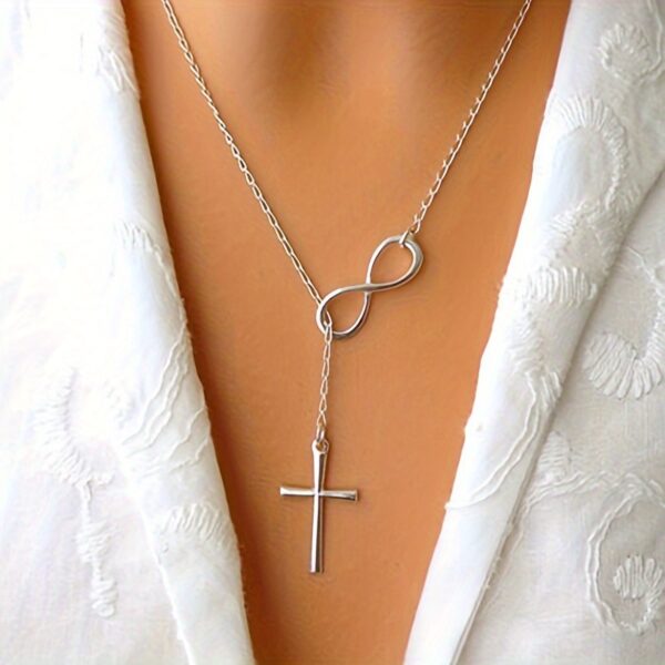 Minimalist Style Women's Necklace Lucky Infinity Cross Pendant Necklace Party Gift - Image 2