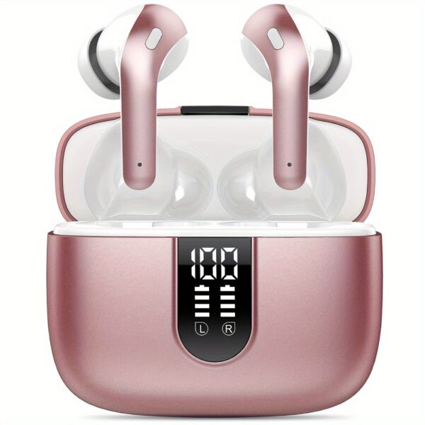 LIFEBEE Wireless Earbuds with 60H Playback, LED Power Display, Noise Cancelling Voice Call, Touch Control, Lightweight In-Ear Headphones with Condenser Mic, Rechargeable Lithium Polymer Battery, Type-C USB Charging, Compatible with Cellphones - Adult Use - Image 5