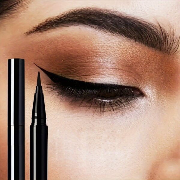 3pcs Black Liquid Eyeliner Pens - Quick Dry, Waterproof & Sweatproof, Smudge-Proof for Beginners, Ultra-Fine Tip, Long-Lasting Makeup Hold, Perfect for Festivals & Gifts - Image 3