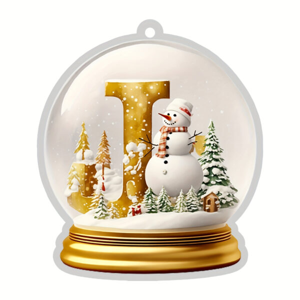 Acrylic Crystal Globe Christmas Ornament with Snowman Figurine - Hanging Alphabet Letters A-Z, Art Deco Style, Thanksgiving & Christmas Tree Decor, No Battery Required - Image 11