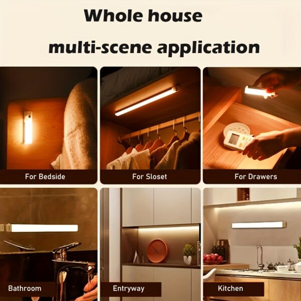 Smart Motion-Activated LED Light Strip - Wireless, Magnetic Mount, USB Rechargeable for Wardrobe, Kitchen, Desk & More - Image 11