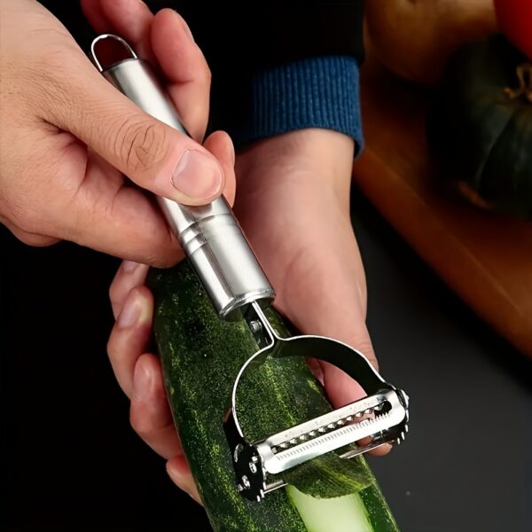 1pc Multi-Functional Stainless Steel Peeler - Universal Kitchen Vegetable Peeler, Julienne Slicer, Potato Peeler, Fruit & Vegetable Shredder, and Manual Food Processor for Thanksgiving, Christmas, Essential Kitchen Gadget - Image 4