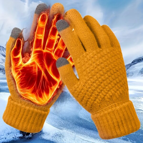 1/2/3 Pairs Knit Thermal Winter Gloves, Solid Color Touch Screen Thickened Sports Gloves For Cycling Hiking - Image 4