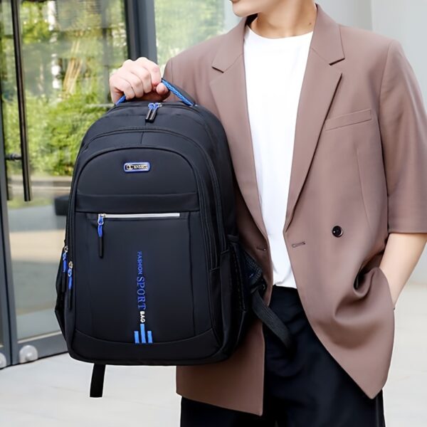 Large Capacity Travel Backpack for Men - Durable Nylon, Adjustable Straps, Multi-Compartment Business and School Bag, Black, Backpack for Travel - Image 12
