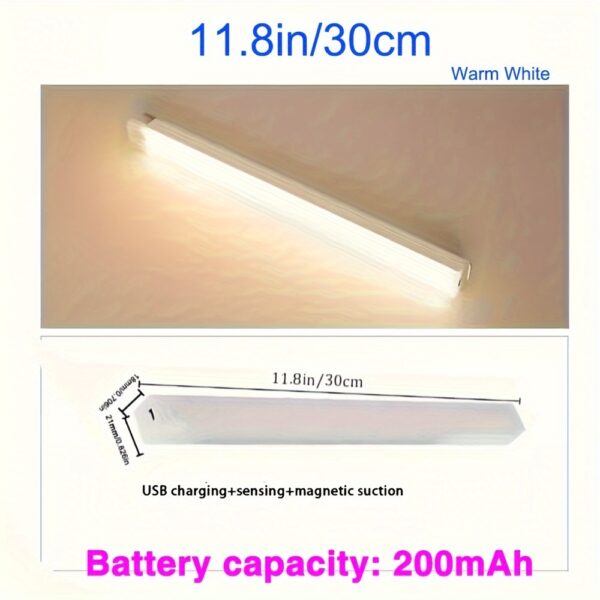 1 PCS LED Motion Sensor Cabinet Light, Counter Wardrobe Lighting, Wireless Magnetic USB Rechargeable Kitchen Night Light, Battery Operated Light for Instant Lighting in Wardrobe Cupboard Cabinet Stairs Hallway Rack - Image 7