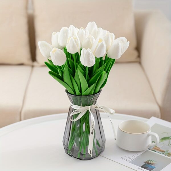 10pcs Premium Artificial Flowers, Real Touch Tulips Bouquet, Artificial Flowers For Wedding Room Home Hotel Party Event Christmas Decor - Image 2