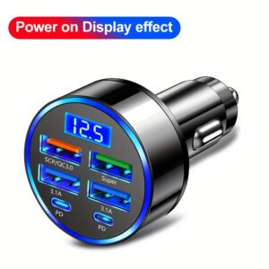 XJDR Multi Port 2PD 4USB Car Charger Fast Charging PD QC3.0 USB C Car Phone Charger Type C Adapter in Car