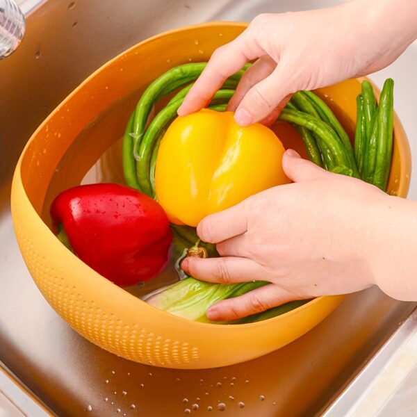 1pc Multi-Purpose Rice Washer & Strainer – Ergonomic Design & Easy-Drain Function – Essential Kitchen Gadget for Daily Use - Image 8