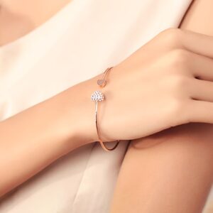 1pc Simple Style Love Heart Open Bangle Bracelet Inlaid Shiny Rhinestone Simple Style Hand Bangle Jewelry Decoration