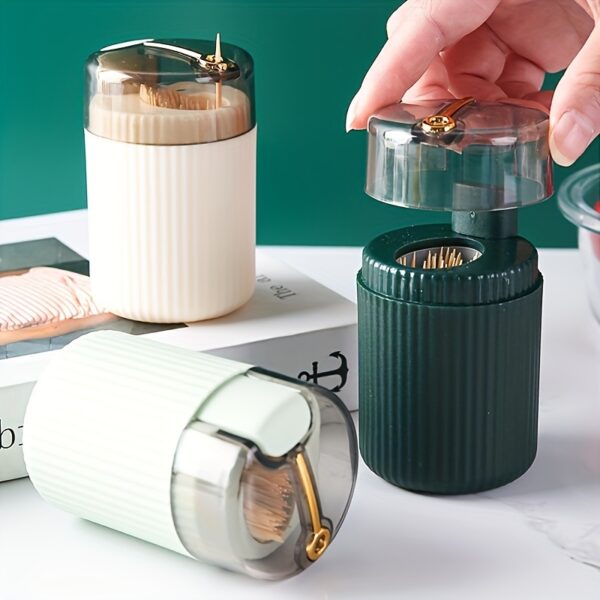 1pc, Toothpick Box, Light Luxury Creative Storage Toothpick Box, Creative Design Swab Jar, Automatic Release Press-type Plastic Toothpick Box, Dental Floss Box, Home Accessories - Image 13