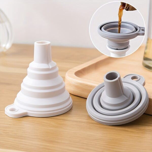 1pc Collapsible Silicone Funnel - Mini, Food-Safe Kitchen Gadget for Easy Liquid Dispensing