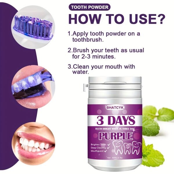 1pc Purple Teeth cleaning Powder, Teeth Polishing Tooth Deep CleaningPowder, Tooth Cleaning Powder For Daily Life - Image 5