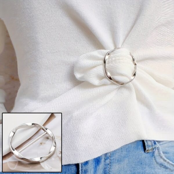 5pcs Versatile Metal Scarf & T-Shirt Clips - Effortless Knotting and Waist Cinching Accessories for Sewing, Knitting, and DIY Crafting - Easy to Use, Adjustable, and Reusable - Image 4