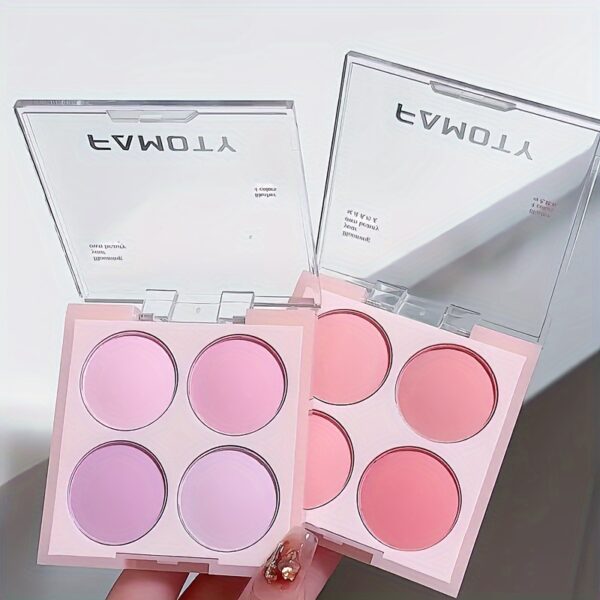 4 Colors Blush Palette Low Saturated Powder Compact Soft Color Gradient Matte Vibrant Color Light Pink Purple Blush For Girls - Image 3