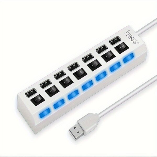 High Speed 4/7ports USB Splitter Hub USB Hub 2.0 Use Power Adapter USB 2.0 Multiple Expander Switch Hub Docking Stations 30CM Cable - Image 7