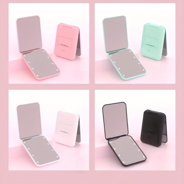 1X/3x Magnified LED Mini Travel Makeup Mirror, Compact, Double-Sided, Portable, Folding, Hand-Held, Small Lighting, Unscented, Plastic Surface, Non-Rechargeable Button Battery (Diameter≥20mm) Power, Varnished Plastic Frame, with Cartoon Theme, for Gift - Image 13