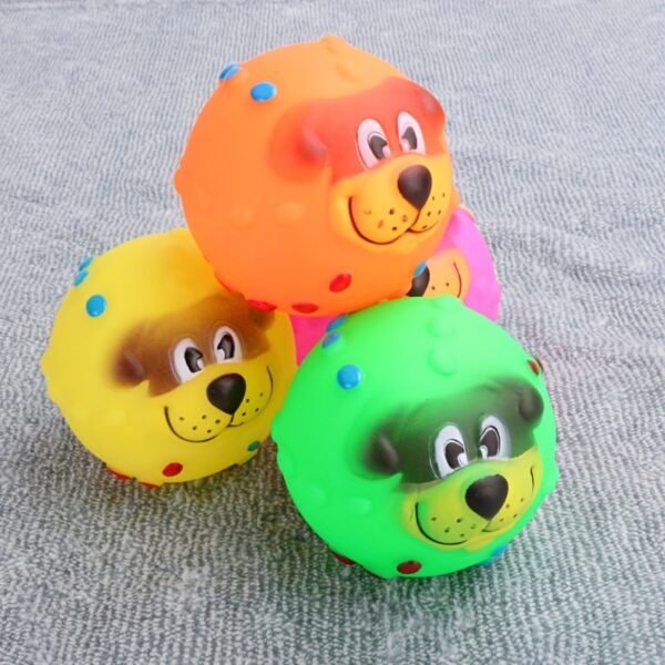 Dog Ball, Cute Pet Puppy Dog Face Ball Molar Throwing Training Soft Squeak Sound Play Toy - Image 6