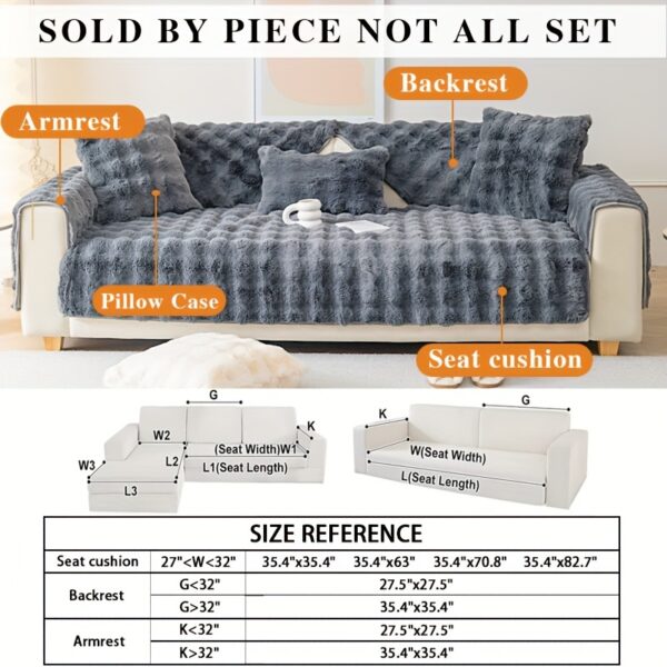 1pc Imitation Rabbit Plush Sofa Cover Winter Warm Thick Plush Soft Sofa Slipcover Pet Favorite Non-slip Protective Couch Cover Furniture Protector For Bedroom Office Living Room Home Decor - Image 6