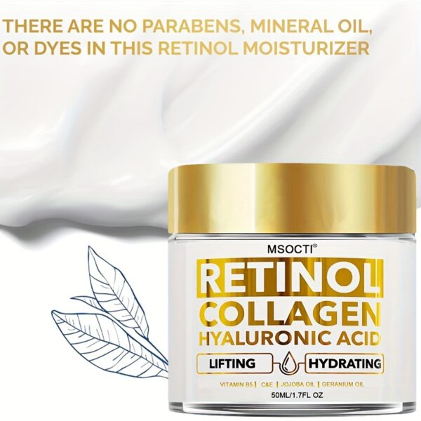 50ml Retinol Collagen Hyaluronic Acid Face Cream, All In One Moisturizer Cream, Deep Hydrating Firming Skin - Image 2
