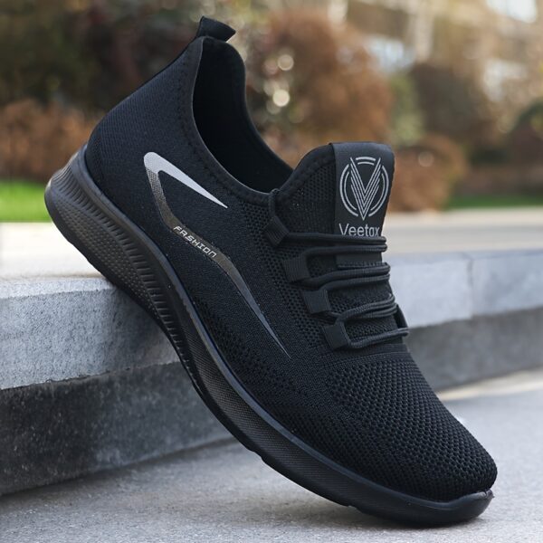 Men's Slip On Breathable Sneakers, Woven Lightweight Non Slip Outdoor Training Running Workout - Image 8