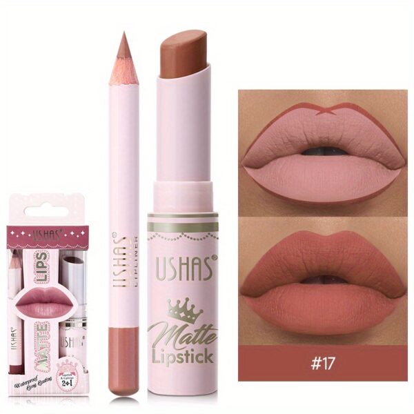 Golden Box Matte Lipstick + Lip Liner Lasting Waterproof Nude Lipstick 24 Hour Waterproof Velvet Nonstick Cup Lipgloss Lip Stain Pigmented Lip Makeup Valentine's Day Gifts - Image 38