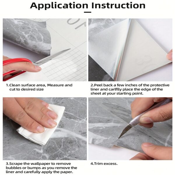 1 Roll Marble Self-Adhesive Wallpaper - Waterproof & Oil-Proof, Easy to Apply for Kitchen & Bathroom Renovation - Image 18
