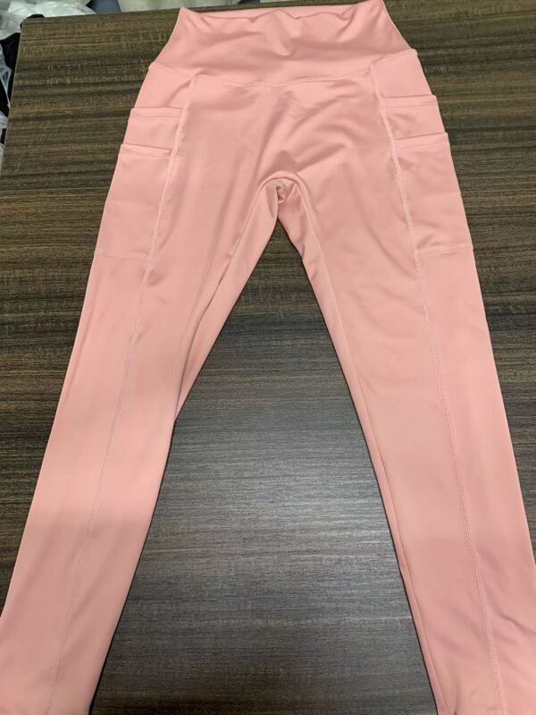 [Stretchy Yoga Pants] Pink Stretchy High-Waisted Women's Yoga Pants - Casual Solid Color Polyester Knit Fabric, Regular Fit for Spring/Summer/Fall, 92% Polyester 8% Elastane, 250g/m²