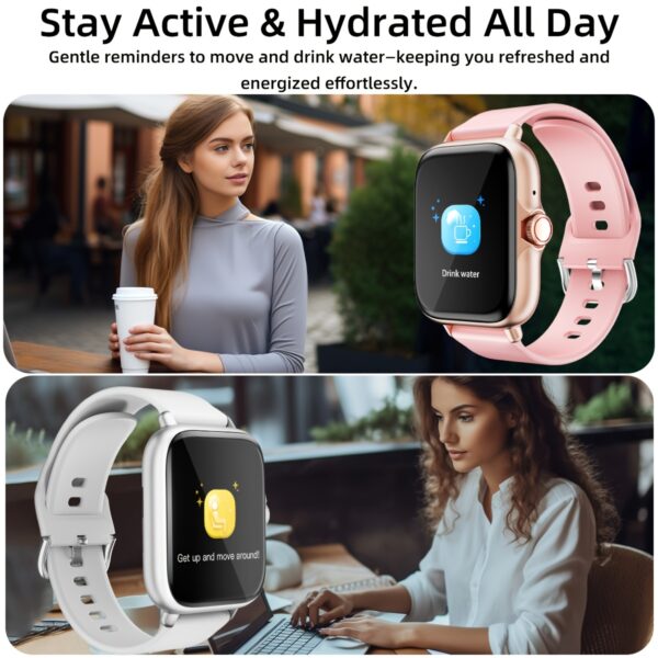 DESERTCAT Smart Watch, 1.83" Full Touch Screen, Activity Tracker with Call & Message Functions, Pedometer, Multiple Sports Modes, Compatible with iOS/Android Devices, Simple Style, Silicone Strap, Alloy Case, Ideal Gift for Any Occasion, Smart Watch for A - Image 12