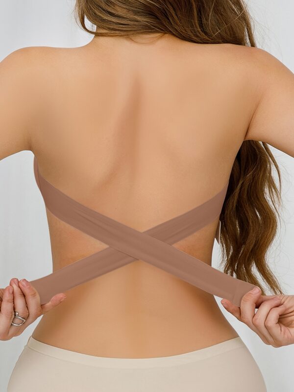 Sexy Wireless Bandeau Bralette with Removable Padding, Cross Strap Detail, 75% Nylon 25% Elastane, Solid Color Stretch Fabric for Adults - Image 7