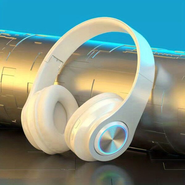 Wireless Colorful LED Light Emitting Headphones B39 - Comfort Over Ear Foldable Headset with Built-in Microphone, FM, SD Card Slot, Wired - For School/Tablet Computer/PC/TV/Cellphones/Travel Gift - Image 3