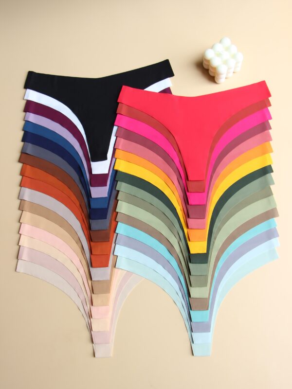 12pcs Soft Comfortable Non-Marked V-Style Sexy Ladies Underwear - Plain-Colored Seamless Breathable Personality Novel Suit - Image 2