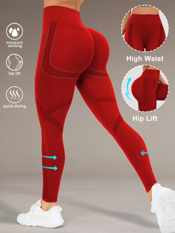 High Waist Butt Lifting Yoga Pants for Women - Moisture-Wicking, High Elasticity Workout Leggings with Wide Waistband, 90% Polyamide & 10% Elastane, Ideal for Running, Gym, and Fall/Winter Activewear, Yoga Wear | Sporty Leggings | Snug Fit, Butt Lifting L - Image 9