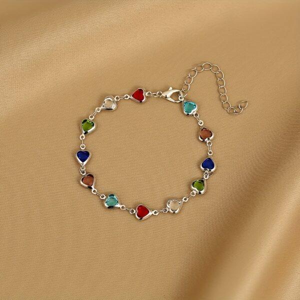 1 Piece Of Simple And Stylish Candy-colored Love Heart Bracelet For Ladies, A Gift For Girlfriend On Valentine's Day - Image 3