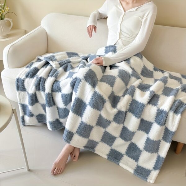 [1pc Cozy Fleece Blanket] 1pc Soft & Cozy Plaid Flannel Fleece Blanket | Multi-Purpose Throw for Adults, Pets, Office, Outdoor Camping, Holiday Gifts | 300-350gsm Knitted Polyester, Multiple Sizes Available, Pet-Friendly, Checkered Pattern - Image 20