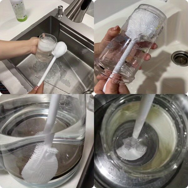 Bottle Brush, Bottle Cleaning Brush with Long Handle, Suitable for Cleaning Narrow-Mouth Containers, Vacuum Sports Bottles, Tumblers, Flasks And Glassware - Image 3