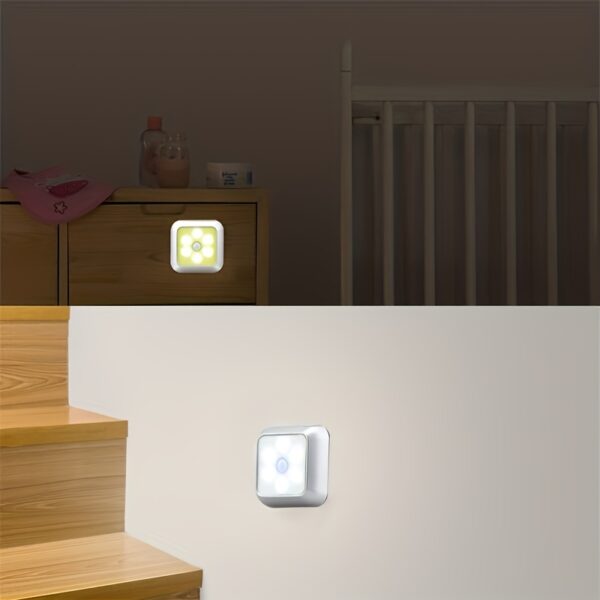 1 Piece Of 6-LED Motion Sensor Night Light, LED Wall Light, Cabinet Light, Wireless Staircase Light, Bedroom Corridor Staircase Indoor Decorative Light - Image 10