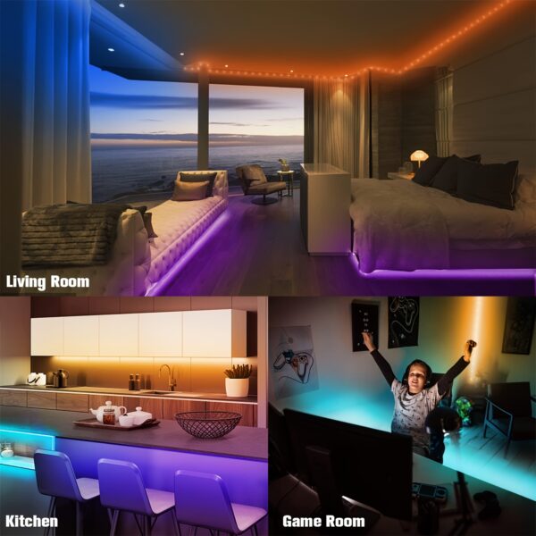 Color Changing Smart LED Strip Lights - HBOWMDJIA 3ft-100ft LED Strip with Music Sync, App Control, Remote, and USB Power - Ideal for Bedroom Ambiance & Party Decorations - Image 14